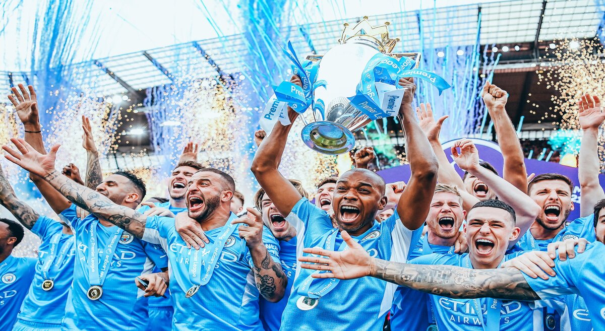 Manchester City beat Aston Villa to lift Premier League title