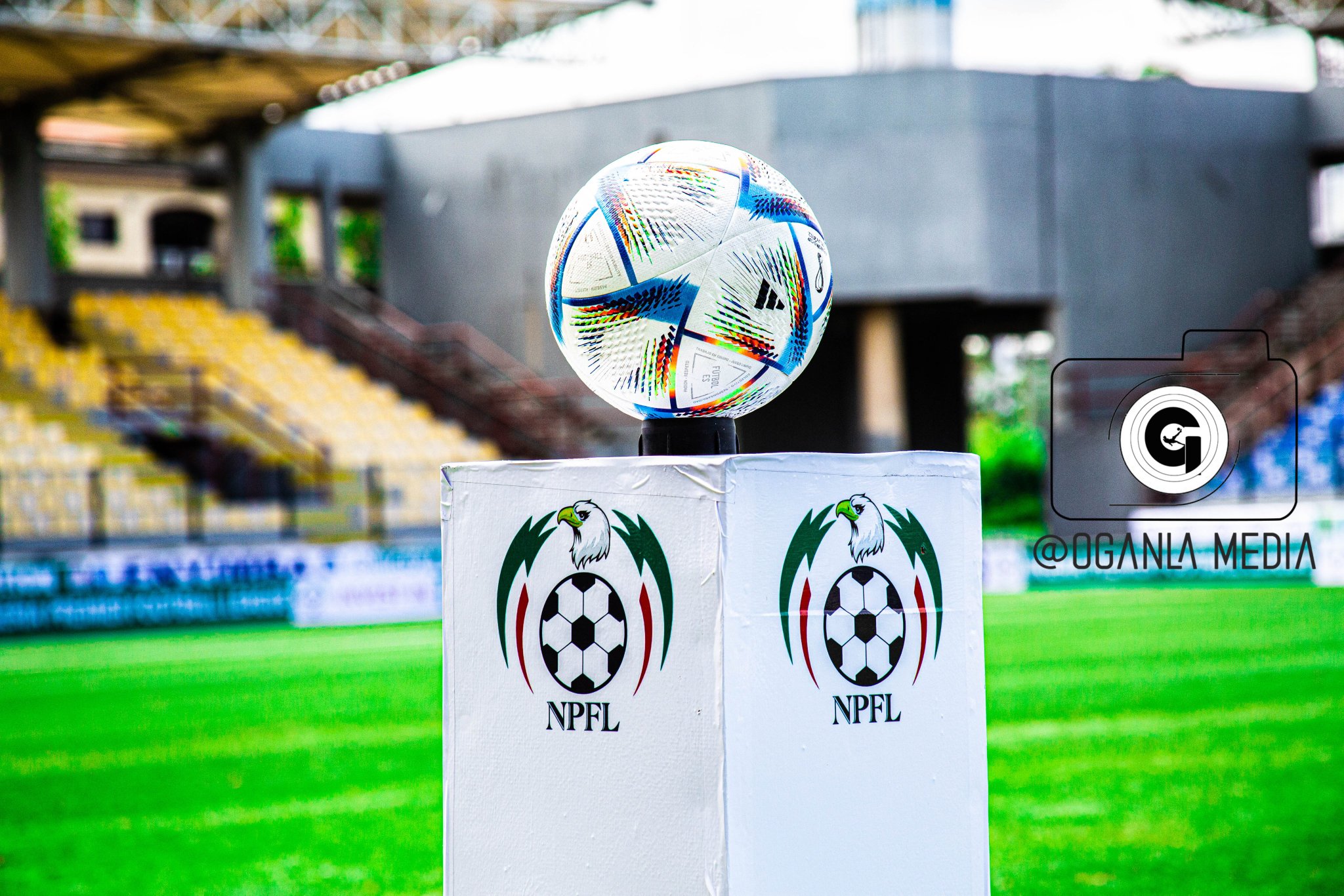 Nigeria Premier Football League-NPFL ball on a stand