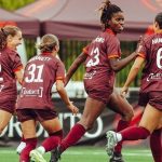 Esther Okoronkwo celebrates AFC Toronto goal vs Vancouver Rise