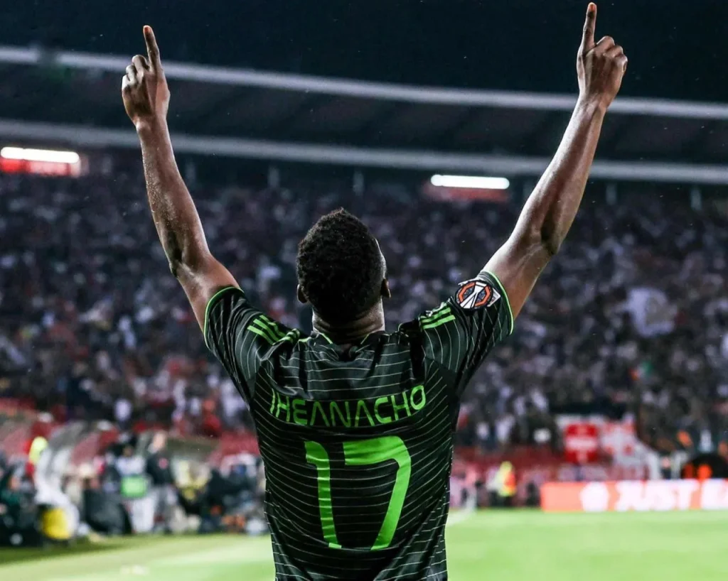 Kelechi Iheanacho celebrates Europa League goal at Celtic