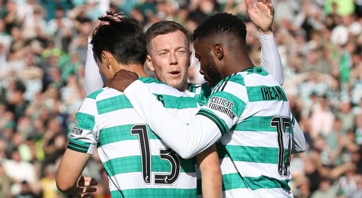 Kelechi Iheanacho reacts after VAR disallows Celtic goal