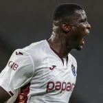 Paul Onuachu celebrating his brace for Trabzonspor vs Karagümrük