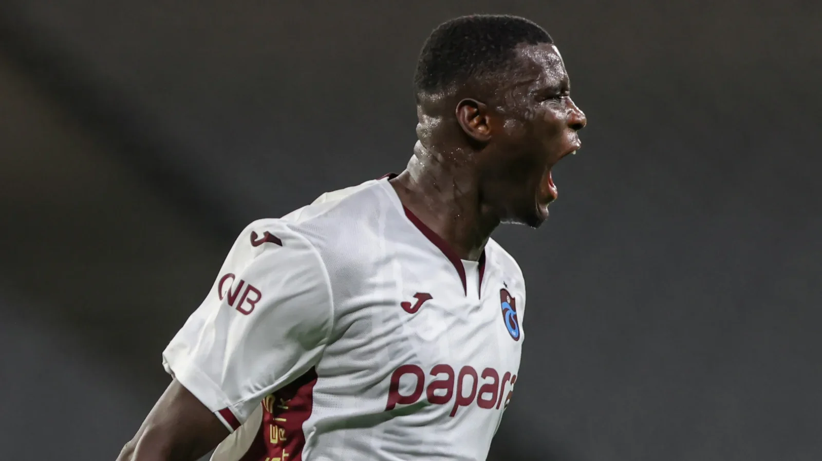 Paul Onuachu celebrating his brace for Trabzonspor vs Karagümrük