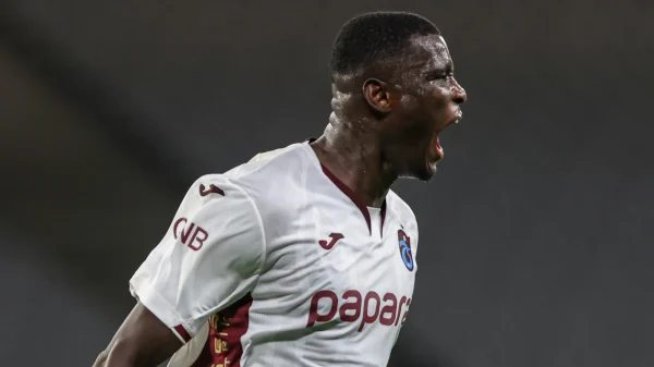 Paul Onuachu celebrating his brace for Trabzonspor vs Karagümrük