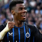 Raphael Onyedika celebrates goal for Club Brugge vs Monaco