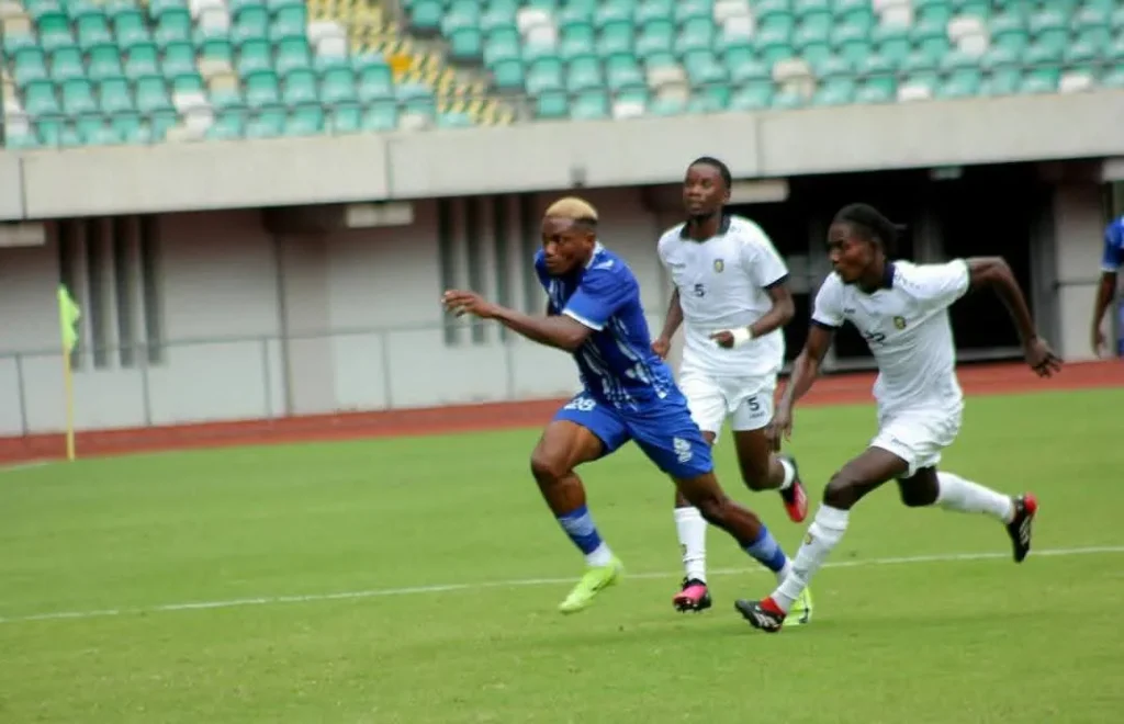 Rivers United celebrate victory over Aigles du Congo in CAF Champions League