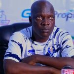 Shooting Stars coach Nurudeen Aweroro reacts after Rivers United loss