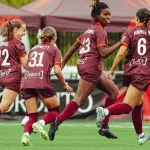 Esther Okoronkwo celebrating her goal for AFC Toronto