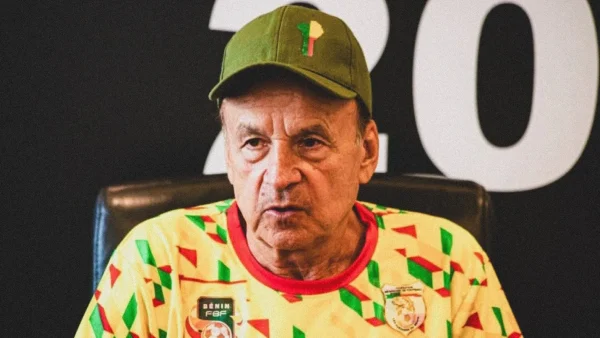 Gernot Rohr during Benin Republic training ahead of Super Eagles match