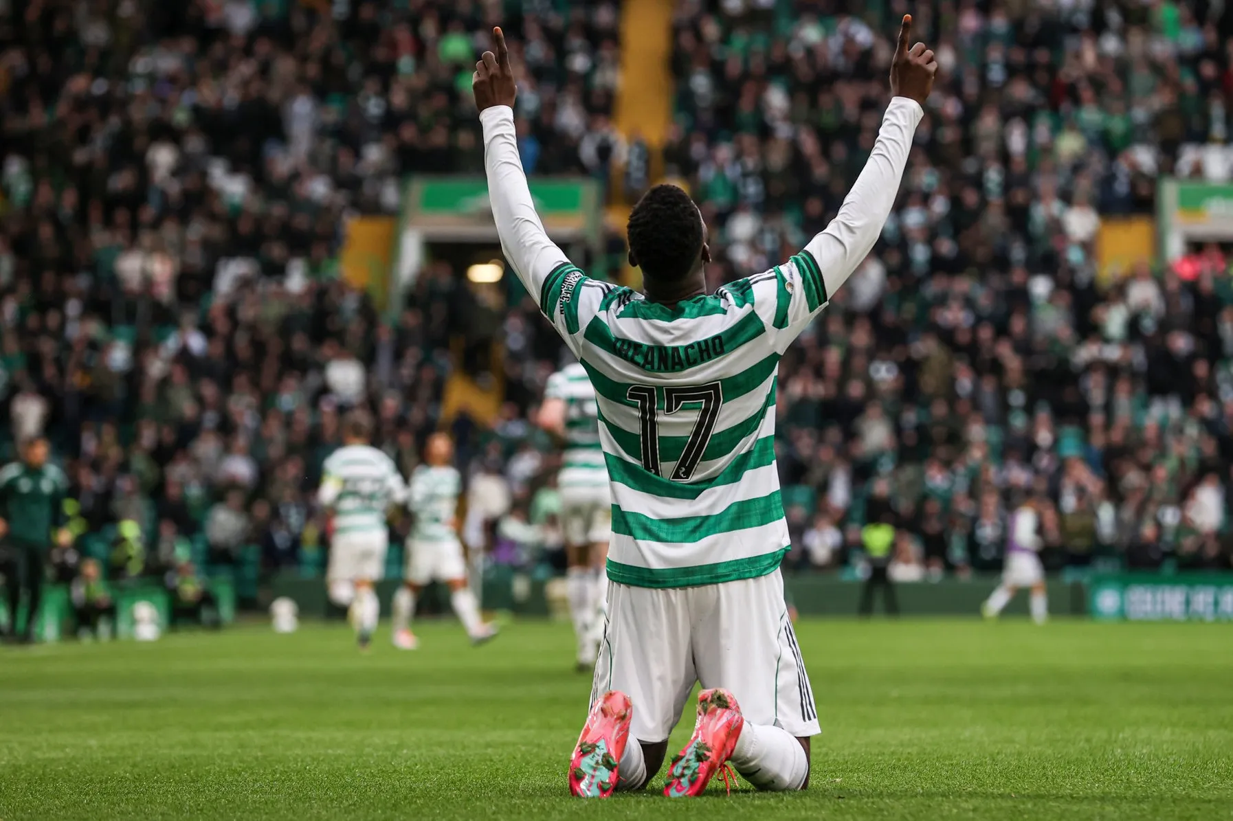 Kelechi Iheanacho celebrating a goal for Celtic