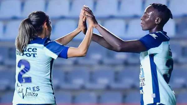Pachuca star Ihezuo celebrating her goal