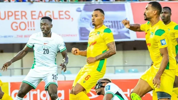 Super Eagles players celebrating World Cup playoff qualification