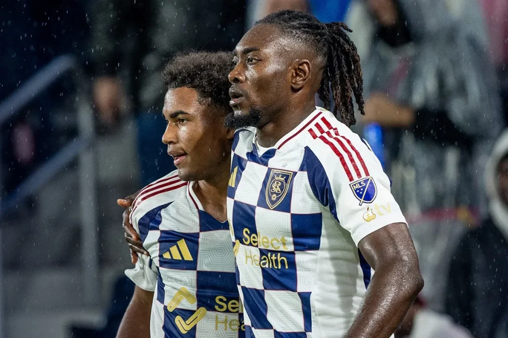 Victor Olatunji celebrating his decision day goal for Real Salt Lake