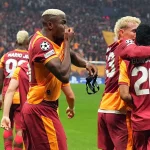 Victor Osimhen celebrating Galatasaray Champions League goal vs Liverpool