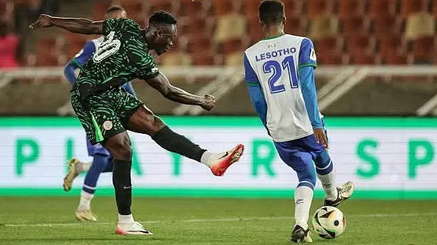Akor Adams taking a shot for Super Eagles