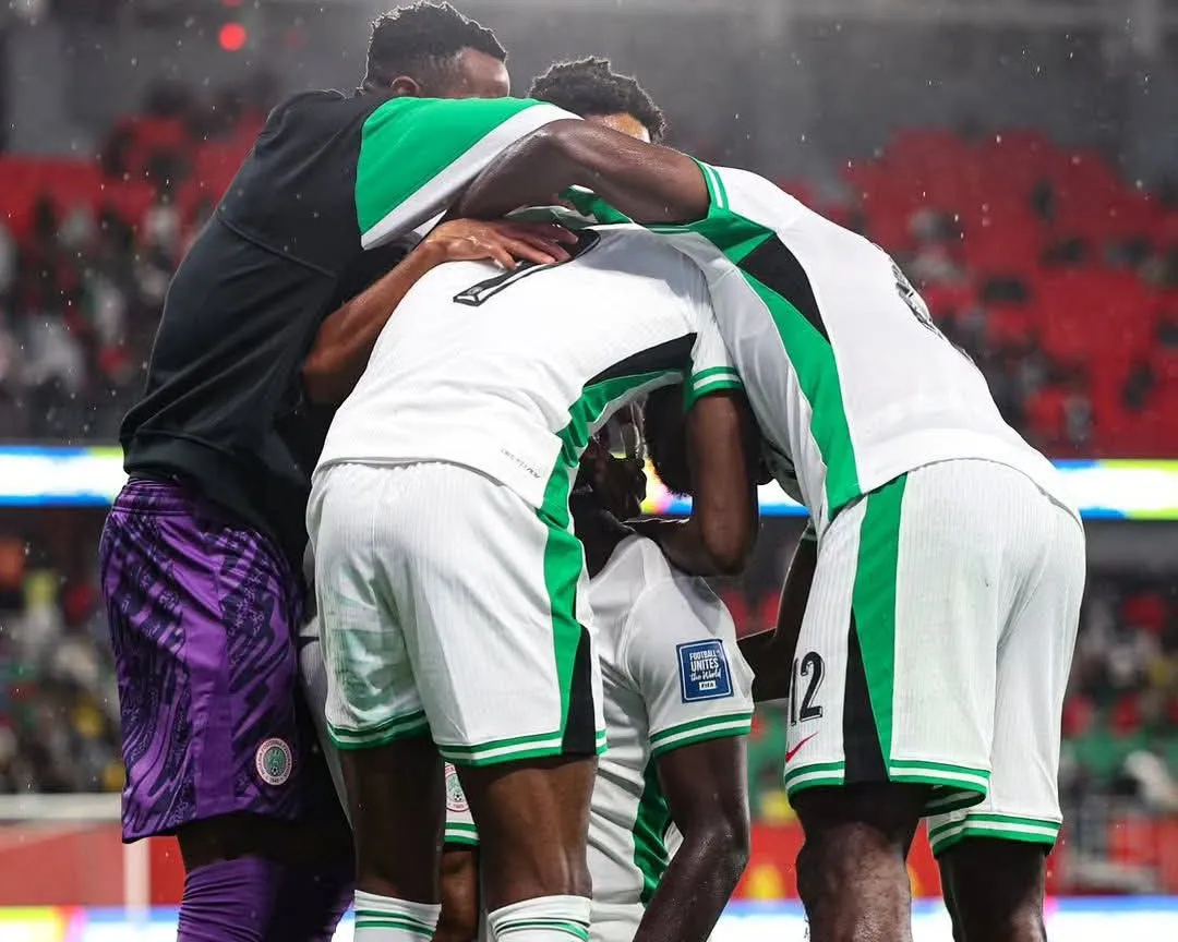 Frank Onyeka celebrates scoring for Nigeria against DR Congo