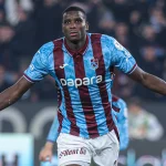 Paul Onuachu celebrating his 11th goal for Trabzonspor