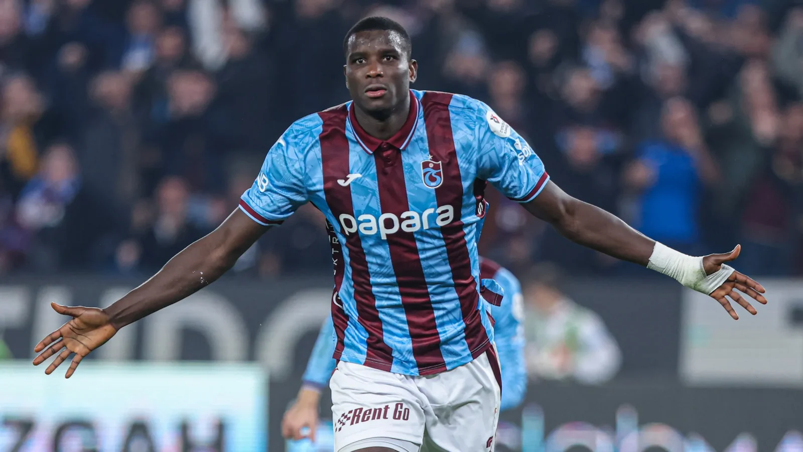 Paul Onuachu celebrating his 11th goal for Trabzonspor