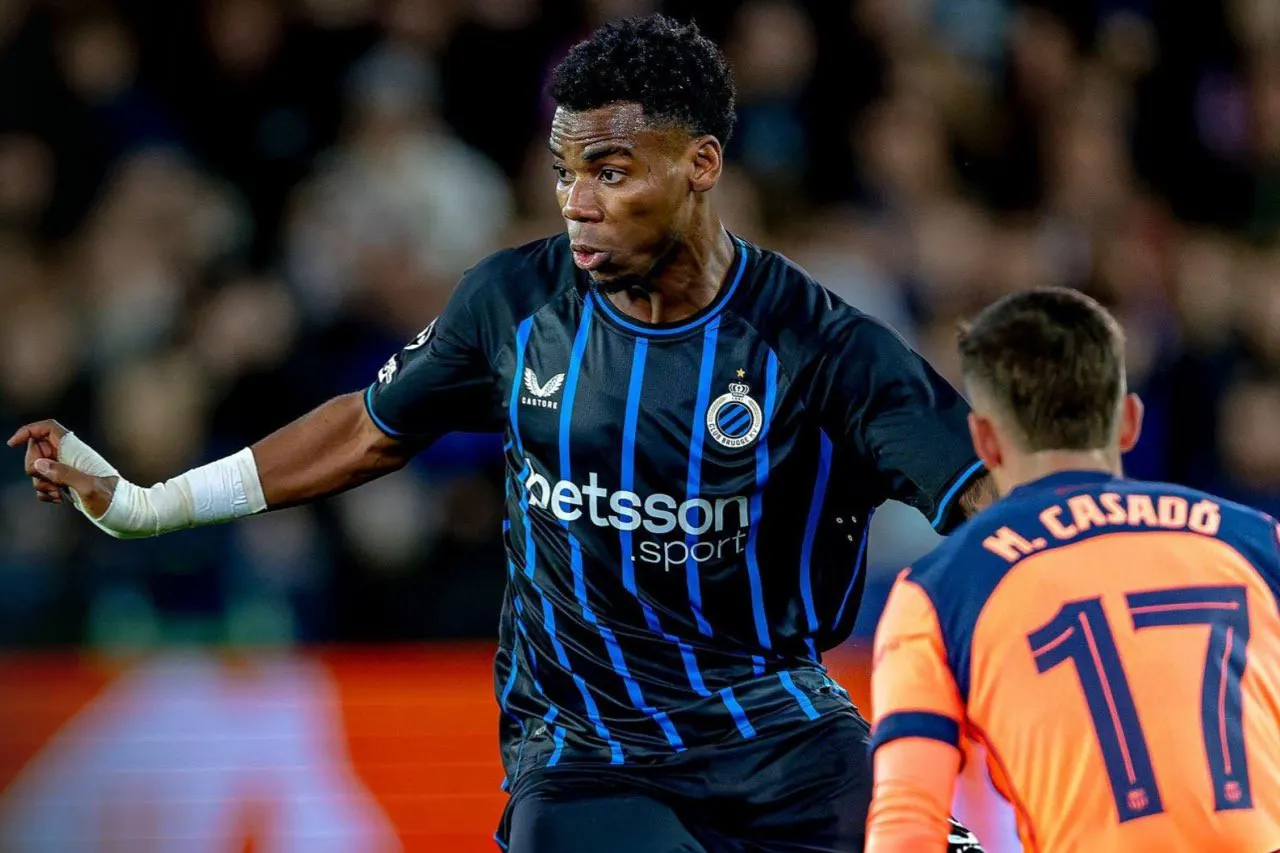 Raphael Onyedika leading Club Brugge in Champions League vs Barcelona