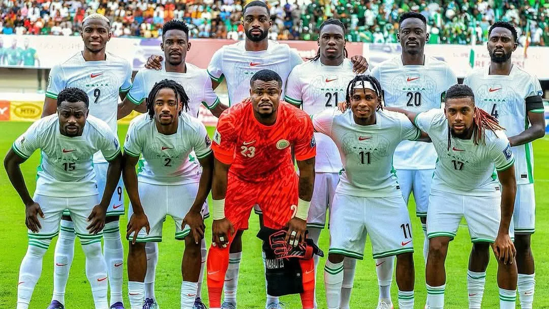 Super Eagles player discussing World Cup playoff match and bonus issues.