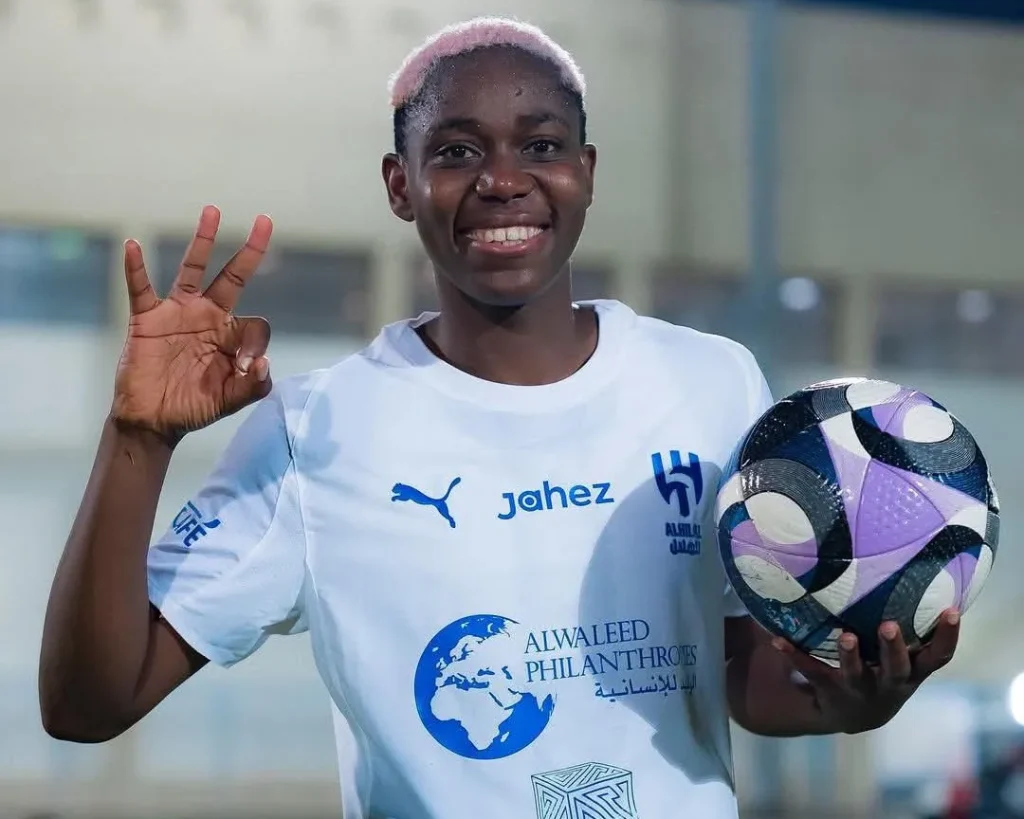 Asisat Oshoala scores Hat-Trick in Saudi Women’s Challenge Cup