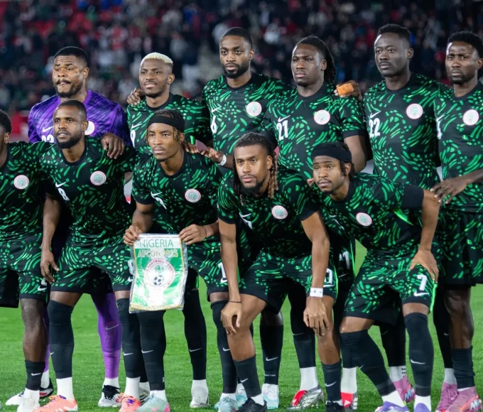 Super Eagles celebrate goal against Tunisia