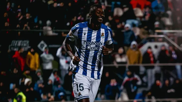 Real Sociedad striker Umar Sadiq in Copa del Rey action